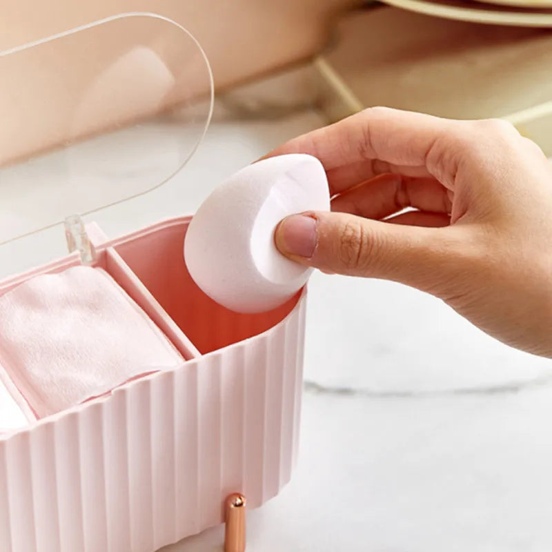 Cotton Swab Organizer Holder Cotton Pad Storage Box Transparent Remover Paper Makeup Box with Lid Dustproof Desktop Makeup