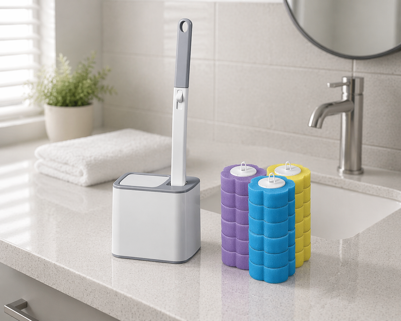 Disposable Toilet Brush Set with 18 Refills