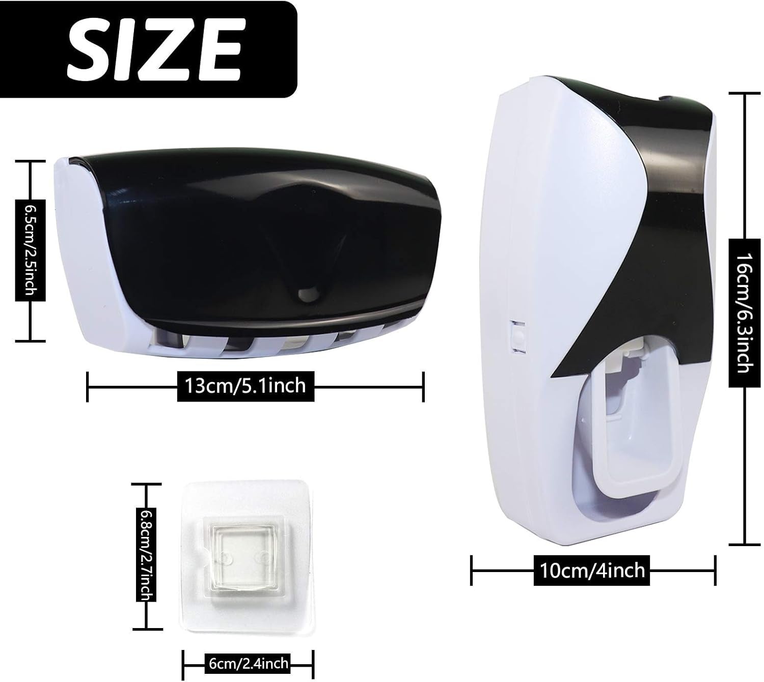 Wall Toothpaste Holder, Toothpaste Dispenser Wall Mounted Automatic Toothpaste Squeezer Toothbrush Holder for Family Washroom Bathroom 5 Brush Holder(Black)