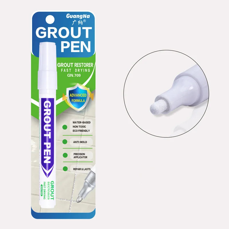 1Pcs Tile Grout Pen Waterproof Tile Marker Grout Pen Seam Filler Repair White Caulk Bathroom Porcelain Mouldproof Cleaner Agents