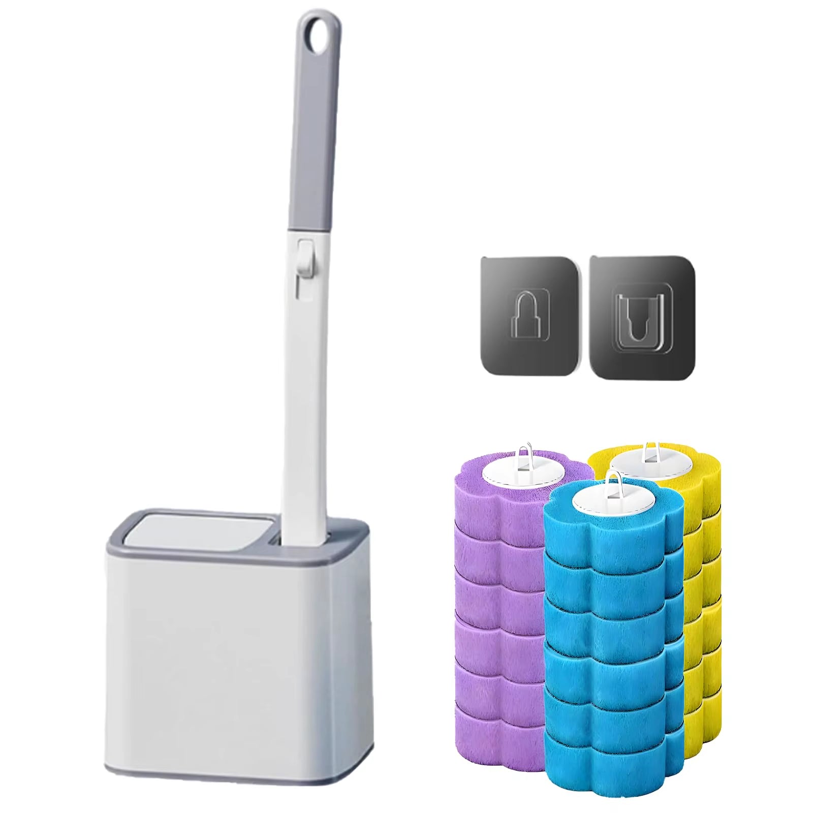 Disposable Toilet Brush, Toilet Bowl Wand Holder Set with 18PCS Cleaner Refills,Brush Long Handle Home Wc Accessories Tool