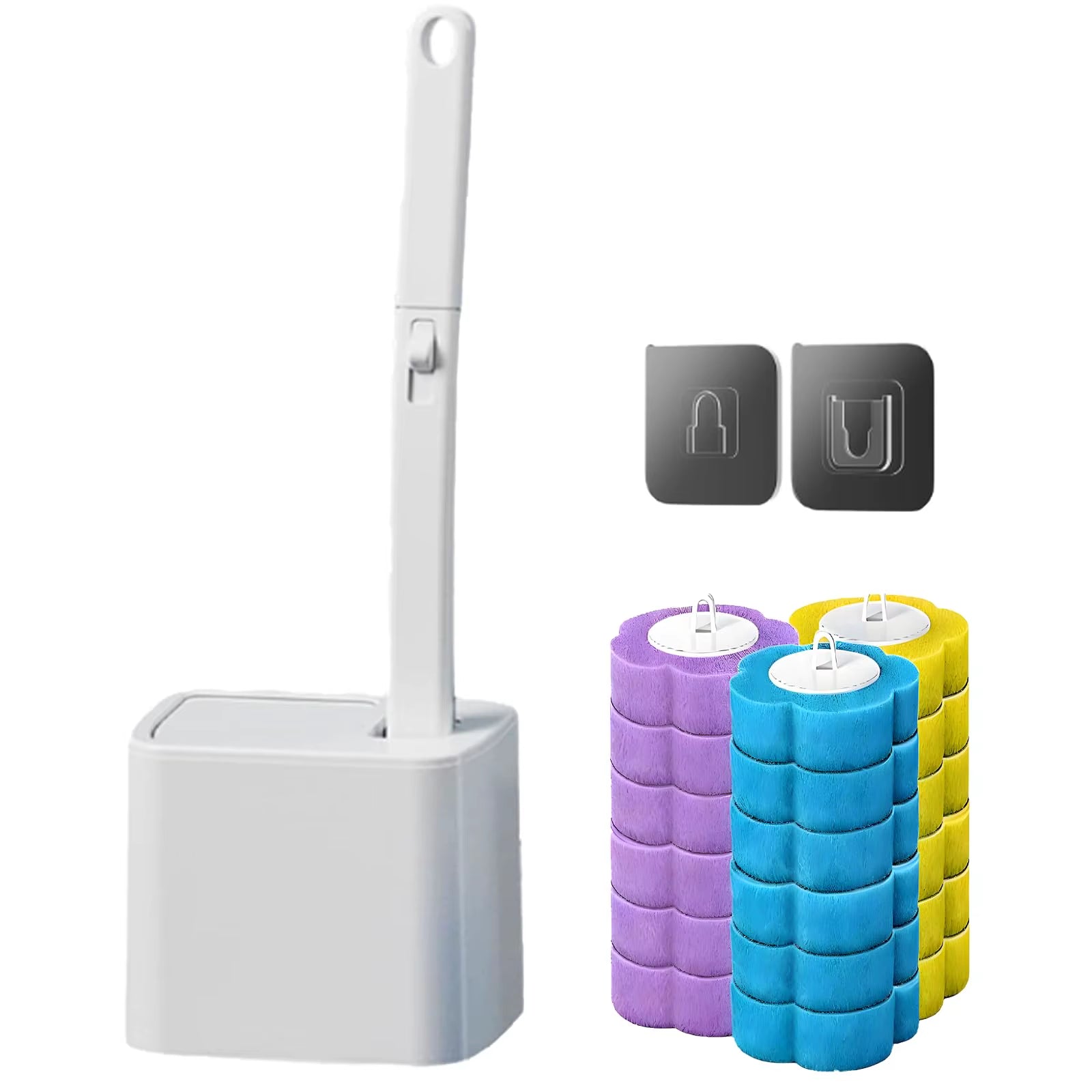 Disposable Toilet Brush, Toilet Bowl Wand Holder Set with 18PCS Cleaner Refills,Brush Long Handle Home Wc Accessories Tool