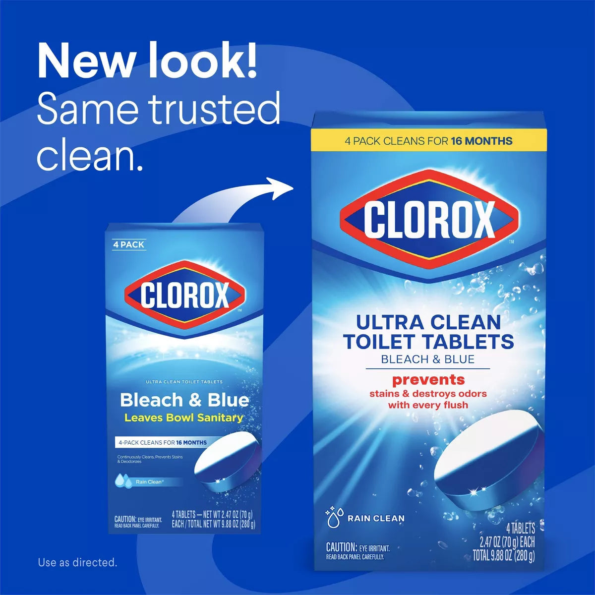 Clorox Rain Clean Scent Ultra Clean Toilet Tablets - 9.88Oz/4Ct: Paraben-Free, Multi-Surface Cleaner, Eliminates Odors