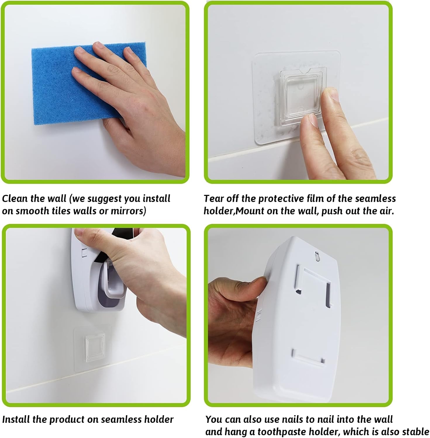 Wall Toothpaste Holder, Toothpaste Dispenser Wall Mounted Automatic Toothpaste Squeezer Toothbrush Holder for Family Washroom Bathroom 5 Brush Holder(Black)