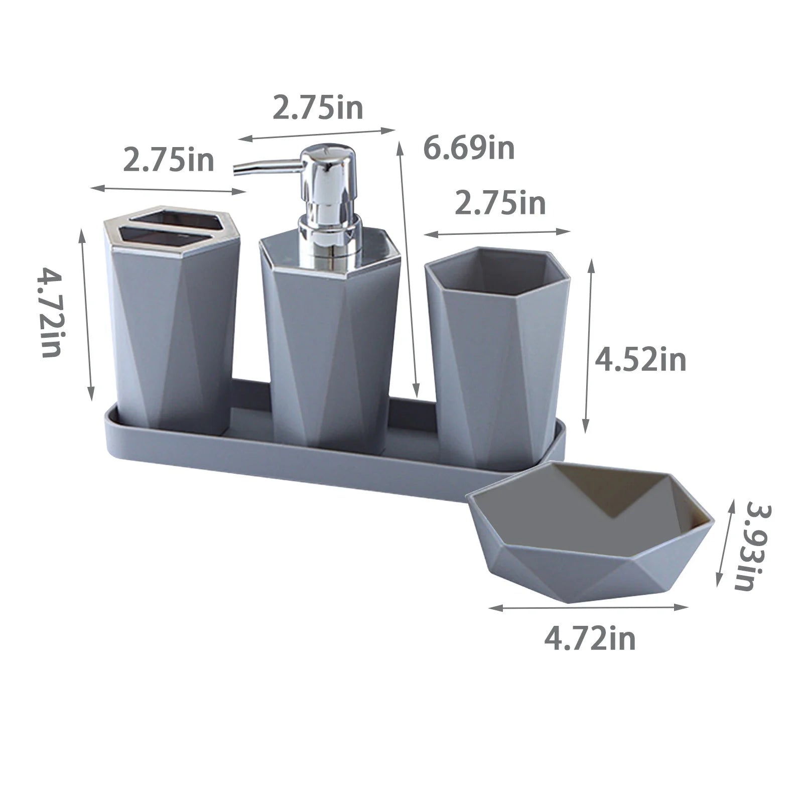 Black Bathroom Accessories Set,Unique Design Bathroom Set 5 Pcs Resin Gift Set Apartment Necessities,Contain Cotton Swab Jar,Soap Dispenser,Soap Dish/Tray,Tumbler