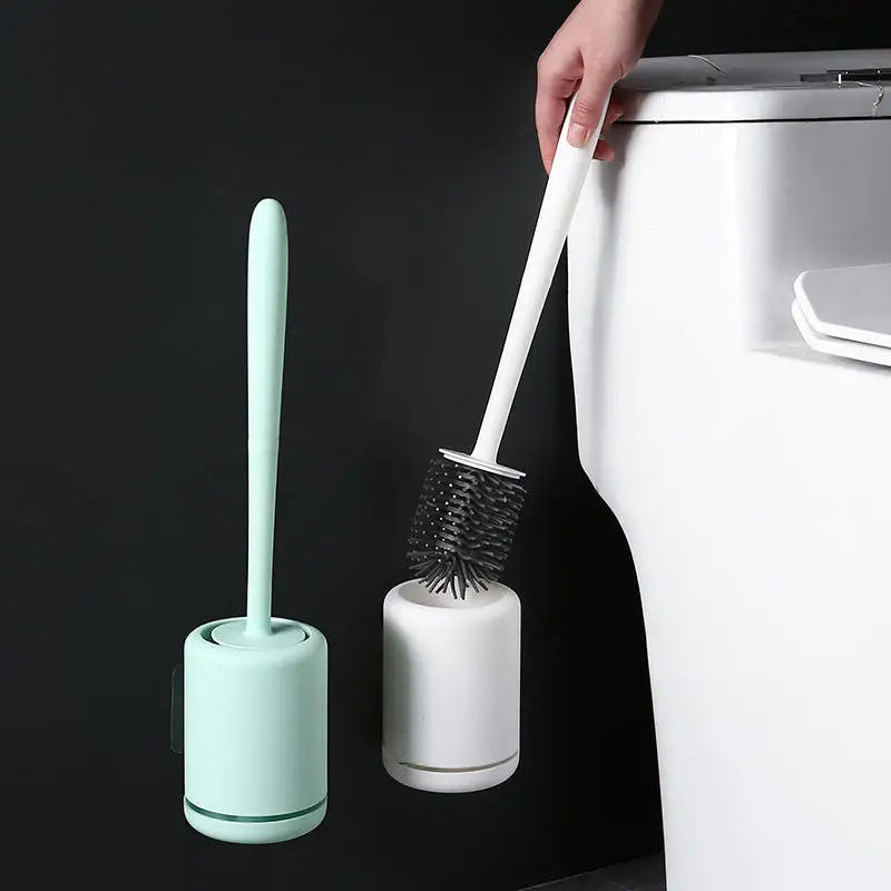 Punch-Free Household Toilet Brush Set with Long Handle Toilet Brush with Base Cleaning Brush Bathroom Accessories