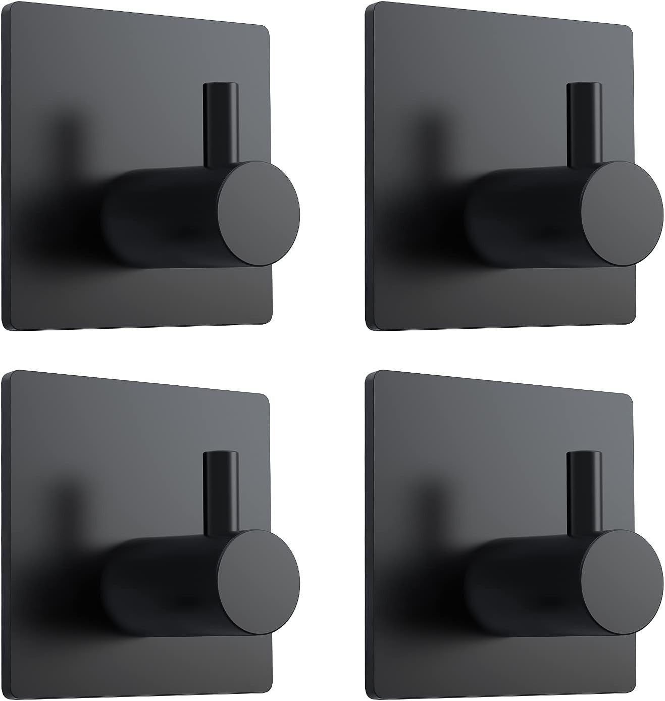 Adhesive Towel Hooks Waterproof Wall Hooks Black 4 Pack
