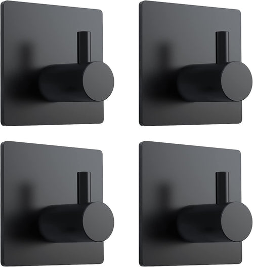 Adhesive Towel Hooks Waterproof Wall Hooks Black 4 Pack
