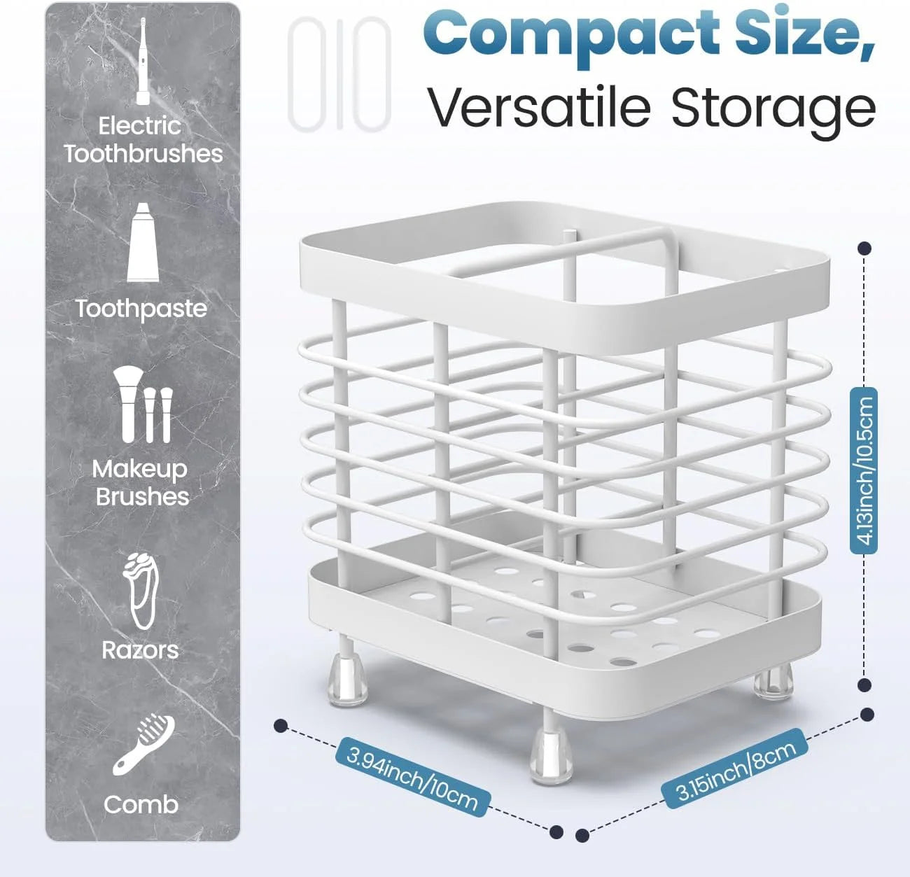 Toothbrush Holders for Bathroom, Stainless Steel Electric Toothbrush Holder Wall Mounted, Shower Toothbrush Toothpaste Holder, Bathroom Organizer Essentials, 2 Slots, White