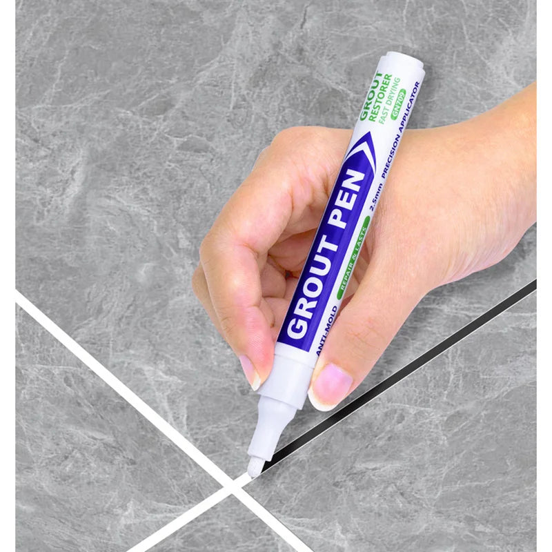 1Pcs Tile Grout Pen Waterproof Tile Marker Grout Pen Seam Filler Repair White Caulk Bathroom Porcelain Mouldproof Cleaner Agents